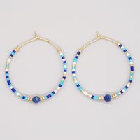 Vacation Round Colorful Glass Beaded Women's Hoop Earrings sku image 3