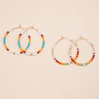 Vacation Round Colorful Glass Beaded Women's Hoop Earrings main image 4