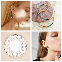 Vacation Round Colorful Glass Beaded Women's Hoop Earrings main image 9