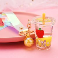 Creative Floating Strawberry Milk Tea Cup Keychain Gros Nihaojewelry sku image 2