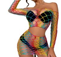 Women's Sexy Rainbow Stripe Hollow Out Backless 1 Piece Cover Ups main image 4