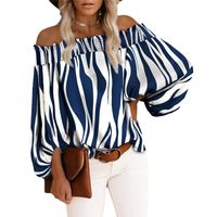 Women's Blouse Long Sleeve T-shirts Printing Sexy Stripe main image 4