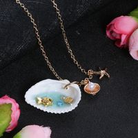 Beach Starfish Shell Alloy Shell Plating Inlay Artificial Pearls Women's Pendant Necklace main image 3