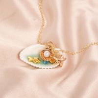 Beach Starfish Shell Alloy Shell Plating Inlay Artificial Pearls Women's Pendant Necklace main image 5