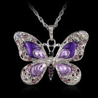 Lujoso Mariposa Aleación Enchapado Embutido Diamantes De Imitación Mujeres Collar Colgante main image 5