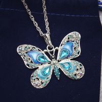 Lujoso Mariposa Aleación Enchapado Embutido Diamantes De Imitación Mujeres Collar Colgante sku image 4
