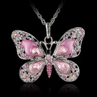 Lujoso Mariposa Aleación Enchapado Embutido Diamantes De Imitación Mujeres Collar Colgante main image 4