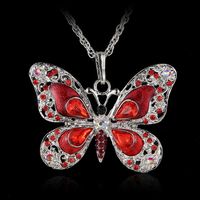 Lujoso Mariposa Aleación Enchapado Embutido Diamantes De Imitación Mujeres Collar Colgante sku image 1