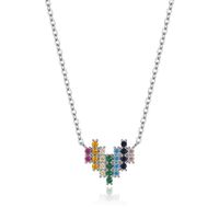 Wholesale Simple Style Heart Shape Sterling Silver Inlay Rhinestones Necklace sku image 1