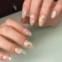 Ig Style Sweet Clouds Rainbow Flower Abs Wear Manicure 1 Set main image 1