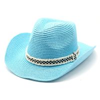 Unisex Basic Hawaiian Vacation Solid Color Flat Eaves Straw Hat main image 5