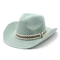 Unisex Basic Hawaiian Vacation Solid Color Flat Eaves Straw Hat main image 4