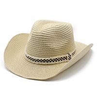 Unisex Basic Hawaiian Vacation Solid Color Flat Eaves Straw Hat main image 6