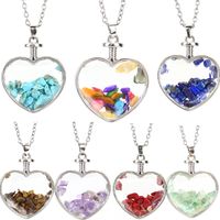 Simple Style Heart Shape Natural Stone Plating Pendant Necklace main image 1