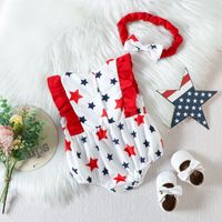 Independence Day Hawaiian Bow Knot Printing Cotton Baby Rompers main image 5