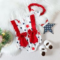 Independence Day Hawaiian Bow Knot Printing Cotton Baby Rompers sku image 1