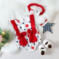 Independence Day Hawaiian Bow Knot Printing Cotton Baby Rompers sku image 4