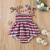 Independence Day Vacation American Flag Printing Polyester Baby Rompers main image 1