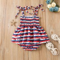 Independence Day Vacation American Flag Printing Polyester Baby Rompers main image 4