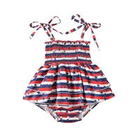 Independence Day Vacation American Flag Printing Polyester Baby Rompers main image 5