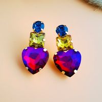 Elegant Shiny Square Heart Shape Alloy Inlay Resin Rhinestones Women's Drop Earrings main image 6