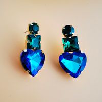Elegant Shiny Square Heart Shape Alloy Inlay Resin Rhinestones Women's Drop Earrings main image 4