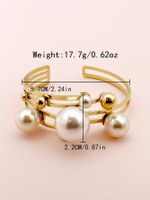Glam Lady Irregular 304 Stainless Steel 14K Gold Plated Pearl Bangle In Bulk main image 3