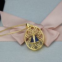 New Fashion Oval Virgin Mary Pendant Copper Micro-set Zircon Religious Necklace Wholesale sku image 1