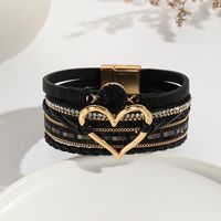 Élégant Style Classique Forme De Cœur Faux Cuir Incruster Strass Femmes Bracelets main image 6