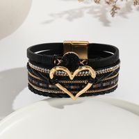Elegant Classic Style Heart Shape Pu Leather Inlay Rhinestones Women's Bracelets main image 1