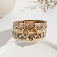 Elegant Classic Style Heart Shape Pu Leather Inlay Rhinestones Women's Bracelets main image 5