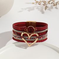 Elegant Classic Style Heart Shape Pu Leather Inlay Rhinestones Women's Bracelets sku image 6