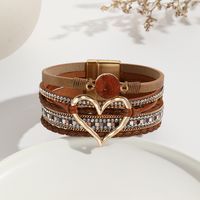 Elegant Classic Style Heart Shape Pu Leather Inlay Rhinestones Women's Bracelets sku image 8
