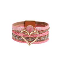 Elegant Classic Style Heart Shape Pu Leather Inlay Rhinestones Women's Bracelets main image 4