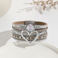 Elegant Classic Style Heart Shape Pu Leather Inlay Rhinestones Women's Bracelets sku image 3