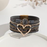 Elegant Classic Style Heart Shape Pu Leather Inlay Rhinestones Women's Bracelets sku image 4