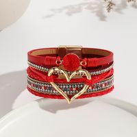 Elegant Classic Style Heart Shape Pu Leather Inlay Rhinestones Women's Bracelets sku image 5
