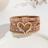 Elegant Classic Style Heart Shape Pu Leather Inlay Rhinestones Women's Bracelets sku image 7