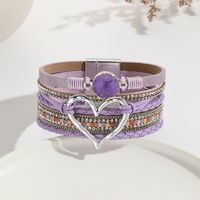 Elegant Classic Style Heart Shape Pu Leather Inlay Rhinestones Women's Bracelets sku image 9