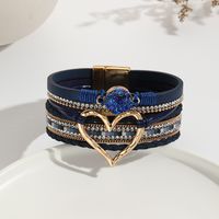 Elegant Classic Style Heart Shape Pu Leather Inlay Rhinestones Women's Bracelets sku image 10