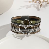 Elegant Classic Style Heart Shape Pu Leather Inlay Rhinestones Women's Bracelets sku image 16