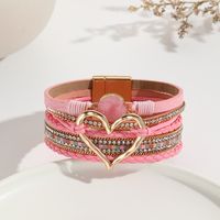 Elegant Classic Style Heart Shape Pu Leather Inlay Rhinestones Women's Bracelets sku image 14
