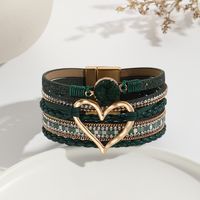 Elegant Classic Style Heart Shape Pu Leather Inlay Rhinestones Women's Bracelets sku image 11