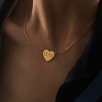 201 Stainless Steel 304 Stainless Steel Gold Plated Vintage Style Commute Plating Number Heart Shape Pendant Necklace main image 4