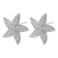 1 Pair Elegant Pentagram Starfish Plating Inlay Copper Zircon 18k Gold Plated Ear Studs main image 4