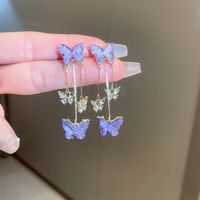 1 Pair Glam Luxurious Lady Flower Butterfly Copper Inlay Zircon Drop Earrings sku image 11