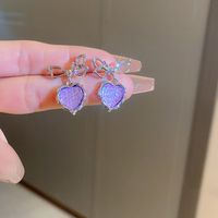 1 Pair Glam Luxurious Lady Flower Butterfly Copper Inlay Zircon Drop Earrings sku image 2