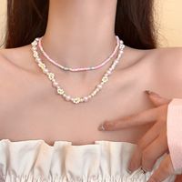 Lady Korean Style Bow Knot Beaded Imitation Pearl Women's Layered Necklaces main image 4