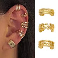 1 Paire Style Simple Feuilles La Chaine Placage Le Cuivre Plaqué Or 18k Clips D'oreille main image 2