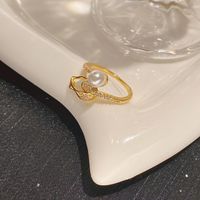 Copper 18K Gold Plated Lady Inlay Flower Opal Zircon Rings Necklace main image 5